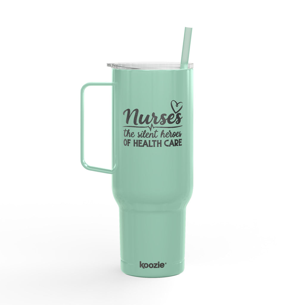 Koozie 40oz Engraved Tumbler with Lid, handle and straw