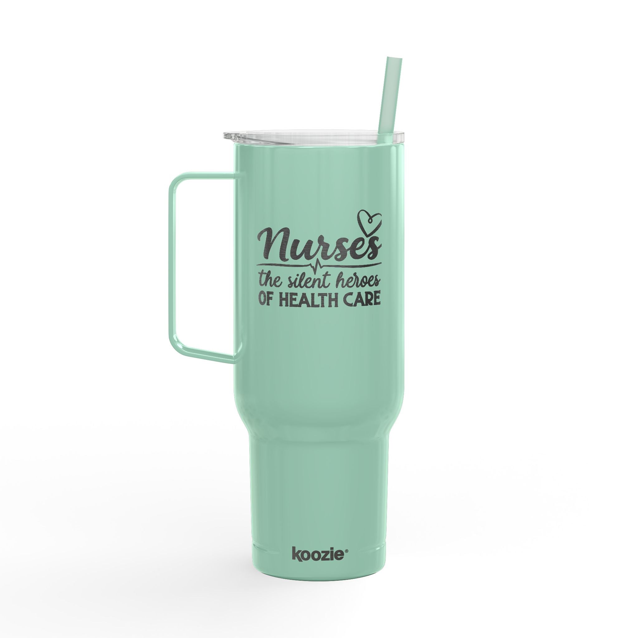 Koozie 40oz Engraved Tumbler with Lid, handle and straw
