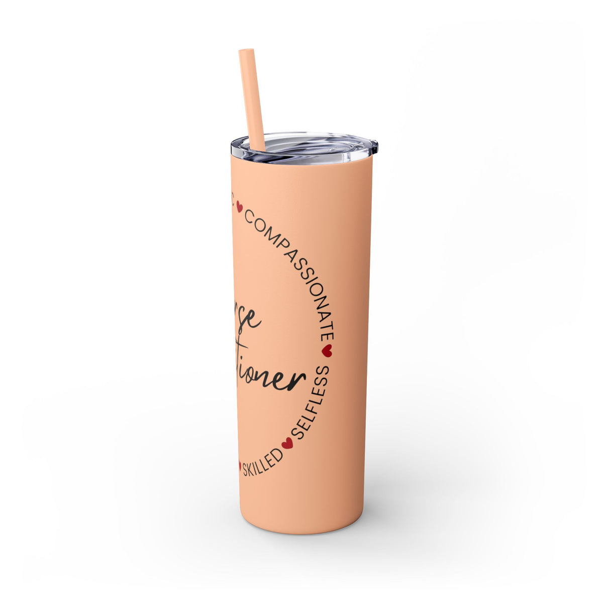 Nurse Practitioner Skinny Tumbler, 20oz with straw