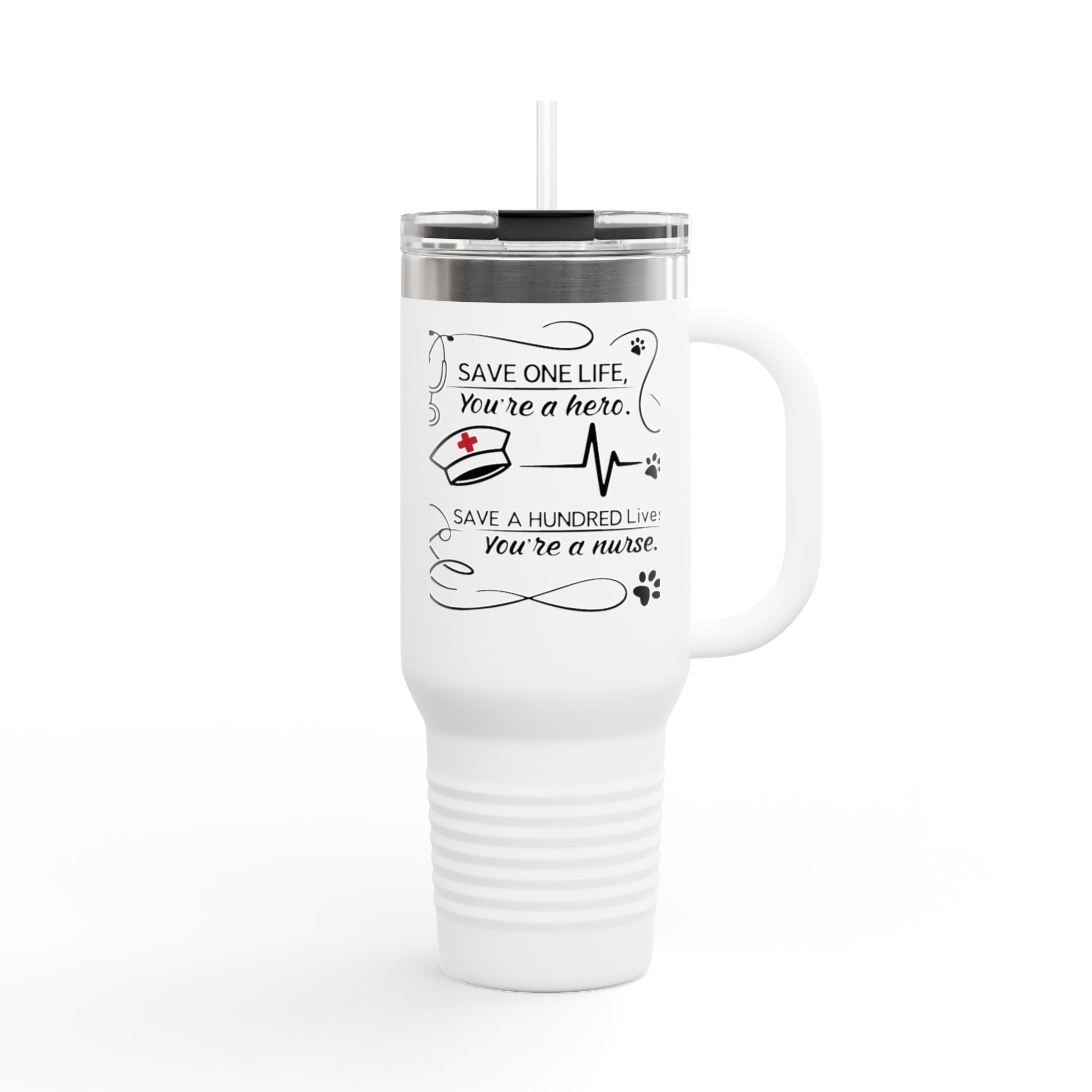 Polar Camel 40oz Insulated Stainless Steel Tumbler with handle, lid and straw