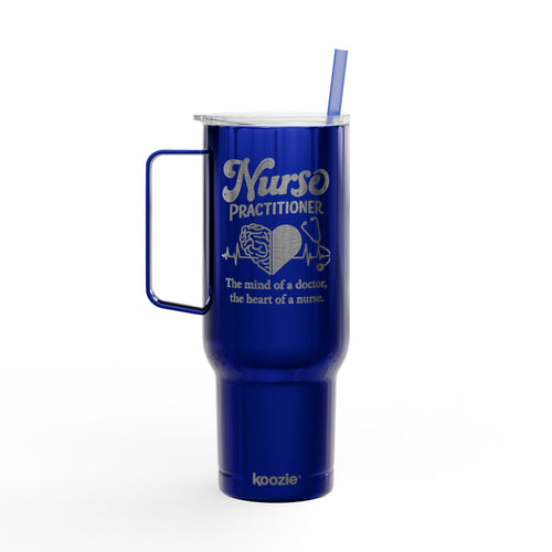 Koozie 40 oz. Stainless Steel Engraved Tumbler with lid, handle and straw