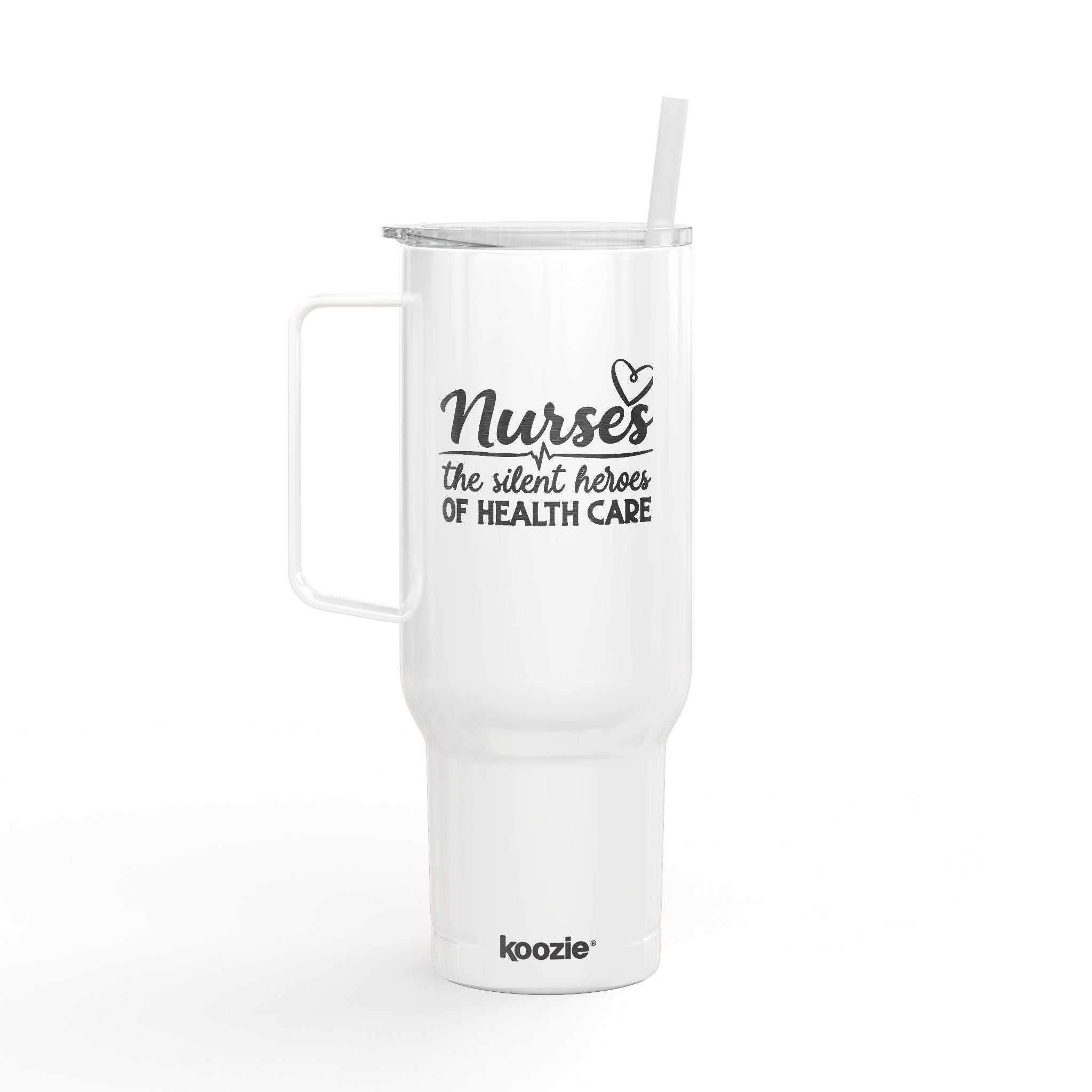 Koozie 40oz Engraved Tumbler with Lid, handle and straw