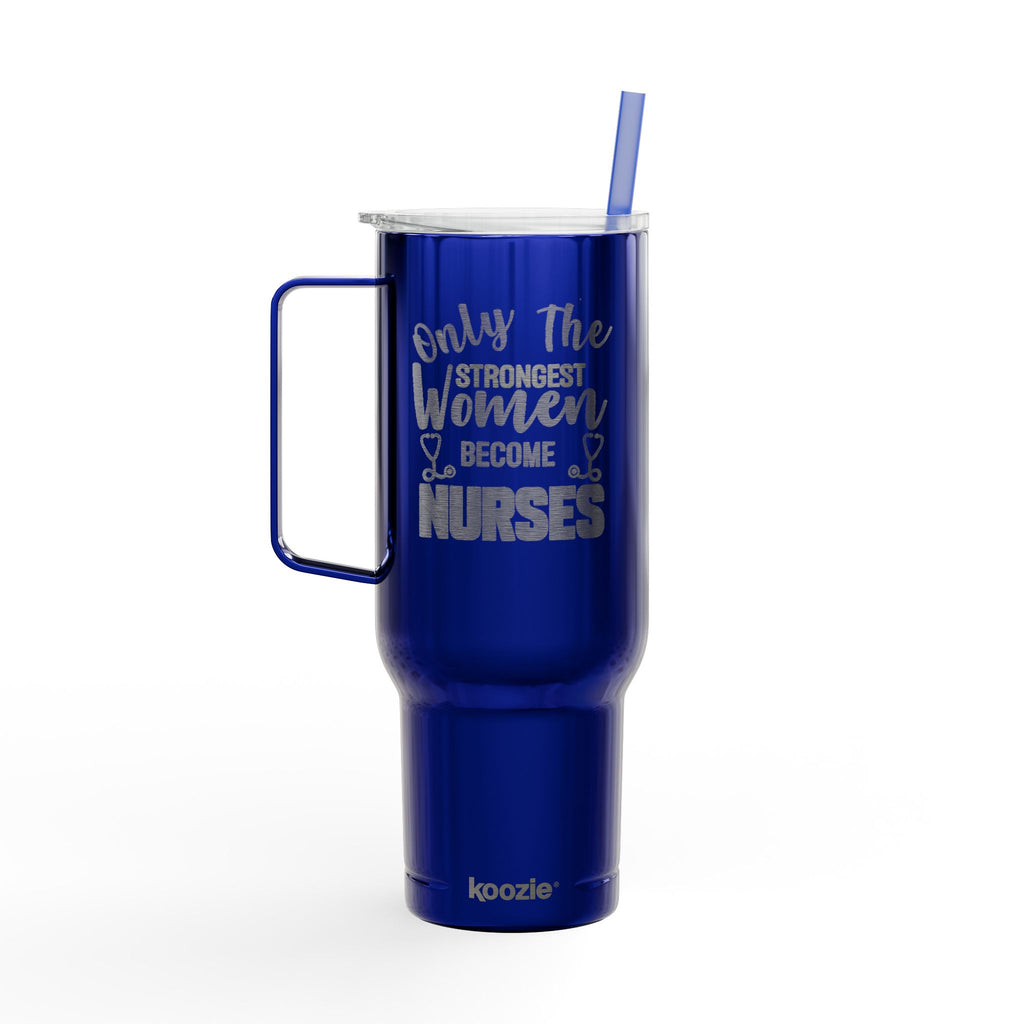 Koozie 40oz Engraved Tumbler- Insulated, Stainless Steel with handle, lid and straw