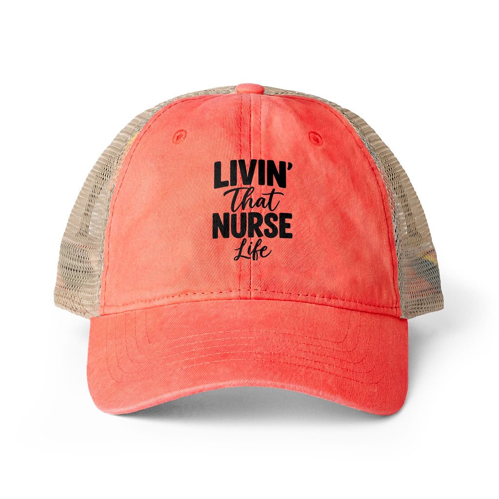 Nurses Women's Washed Mesh-Back Cap, Livin the Nurse Life