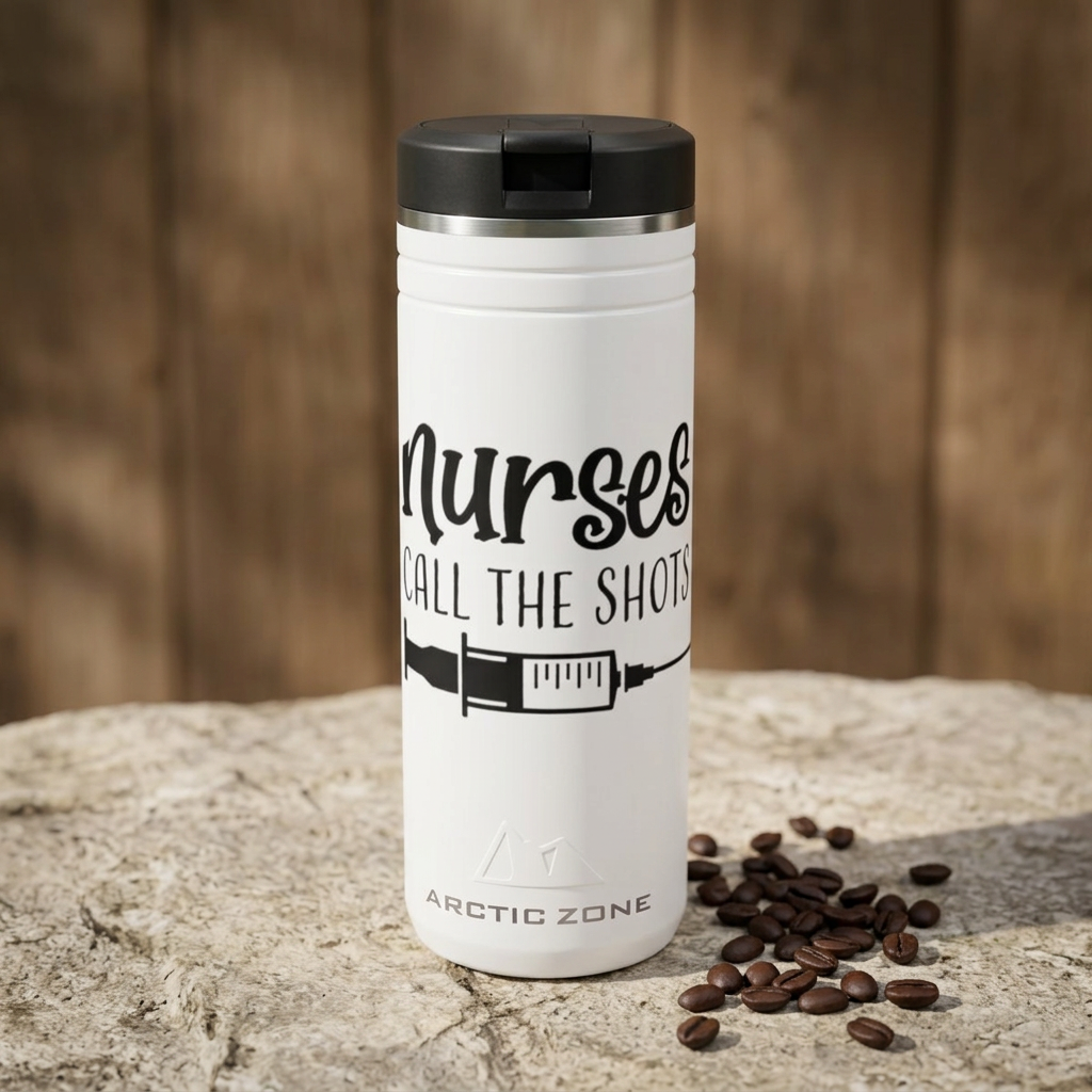 "Nurse Call the Shots"  24 oz Tumbler with flip straw