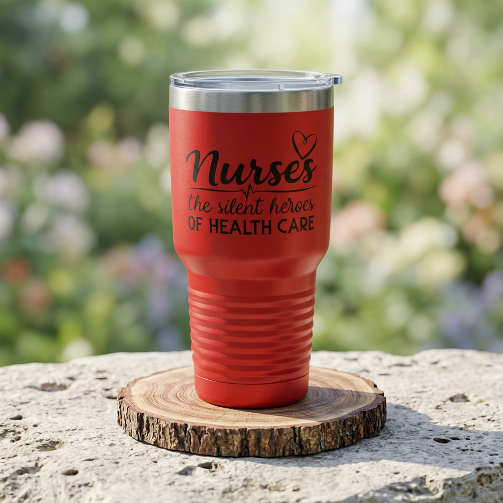 Nurse Tumbler - “Nurses: The Silent Heroes of Health Care” 30oz Insulated Travel Cup