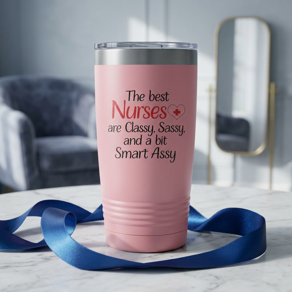 20oz Insulated Tumbler for Nurses — "The Best Nurses are Classy, Sassy" Travel Cup