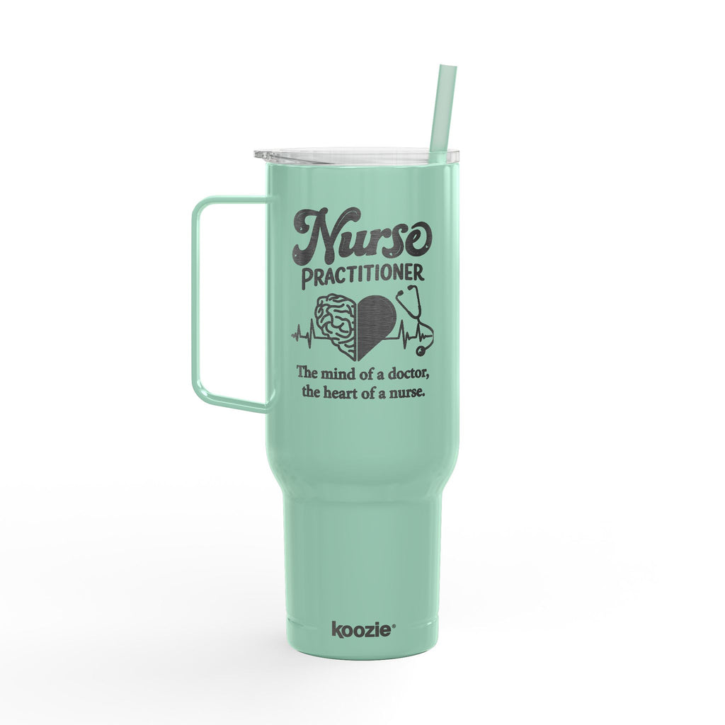 Koozie 40 oz. Stainless Steel Engraved Tumbler with lid, handle and straw