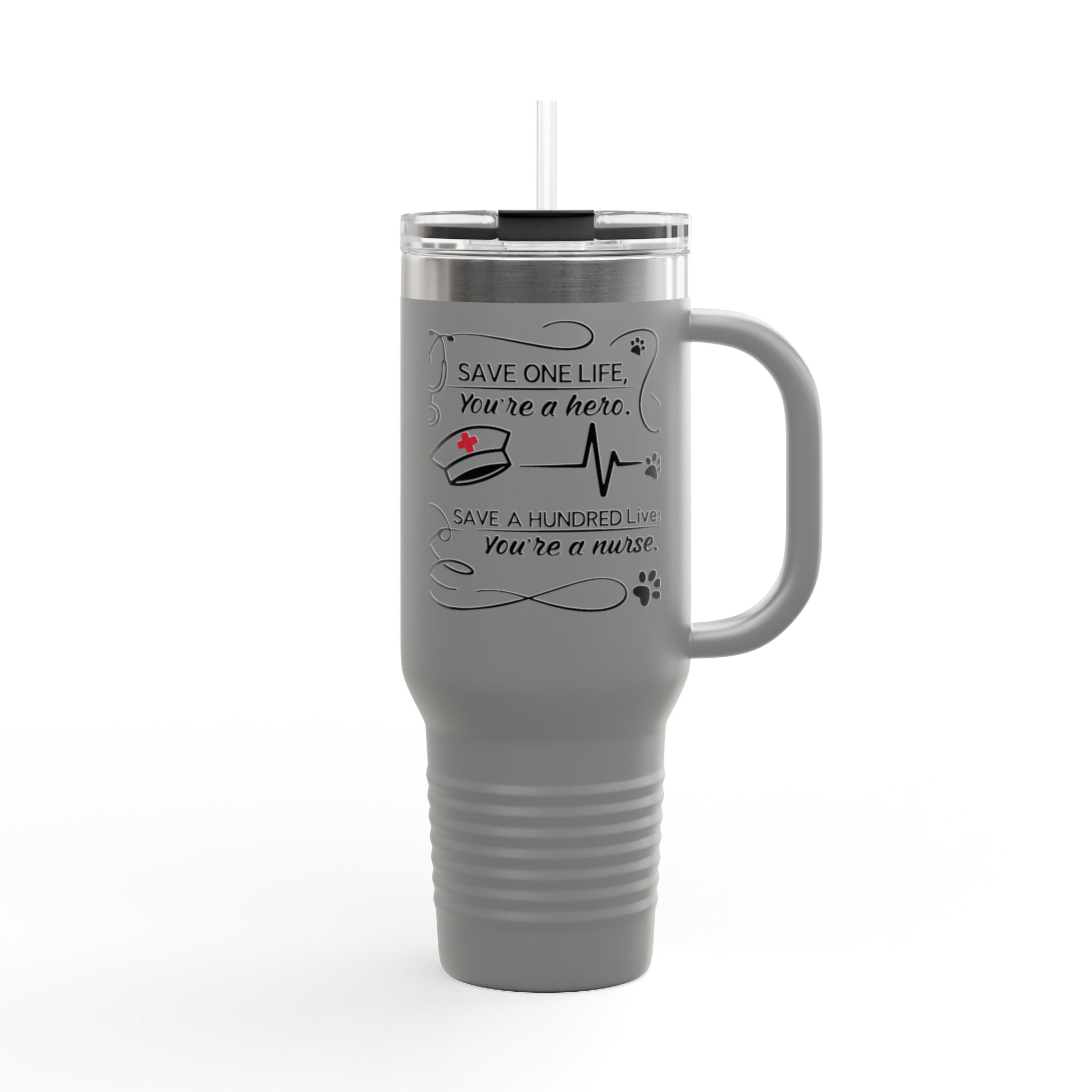 Polar Camel 40oz Insulated Stainless Steel Tumbler with handle, lid and straw